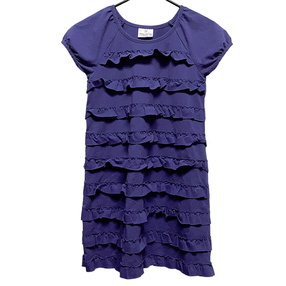 Hanna Andersson Purple Plum Violet Ruffle dress Layer Sz 8 130 Casual Summer